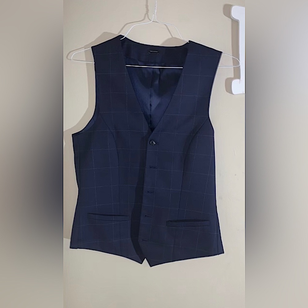 2pcs Navy Slim fit suit vest and pants